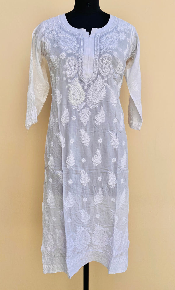 Lucknowi Chikankari Kurti White Soft Modal Cotton