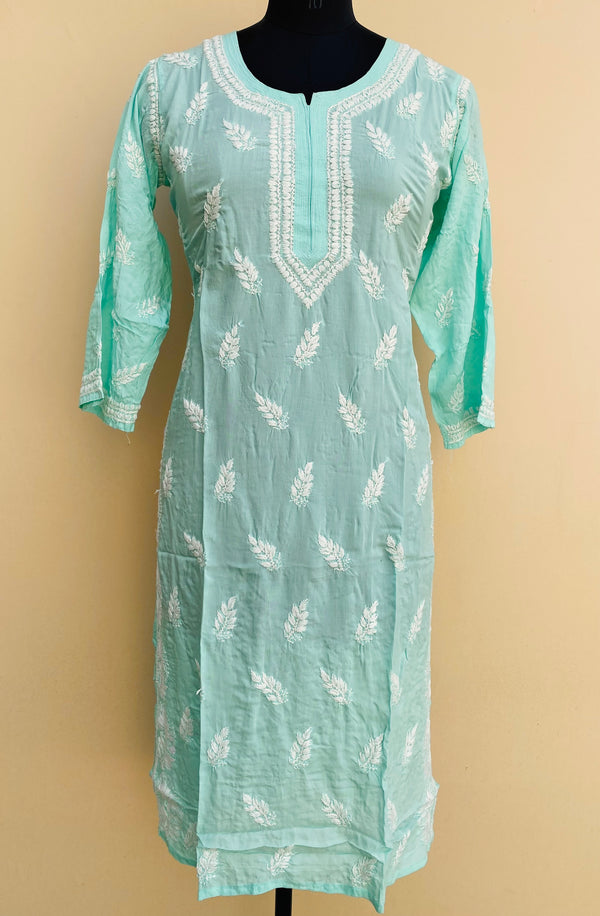 Lucknowi Chikankari Kurti Sea Green Soft Modal Cotton