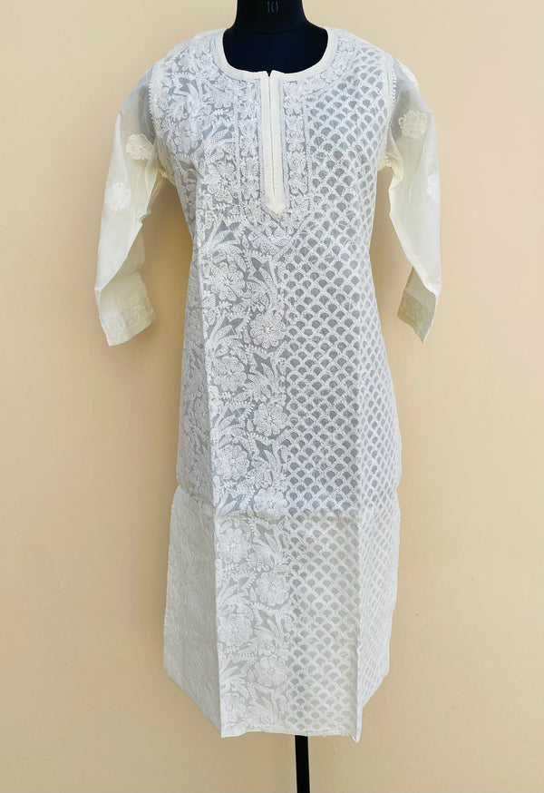 Lucknowi Chikankari Kurti Off White Cotton