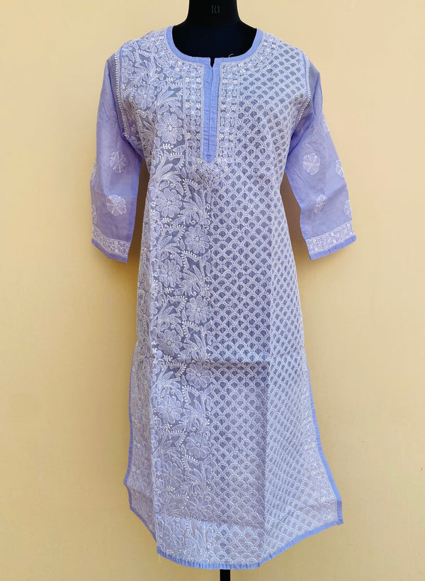 Lucknowi Chikankari Kurti Purple Cotton