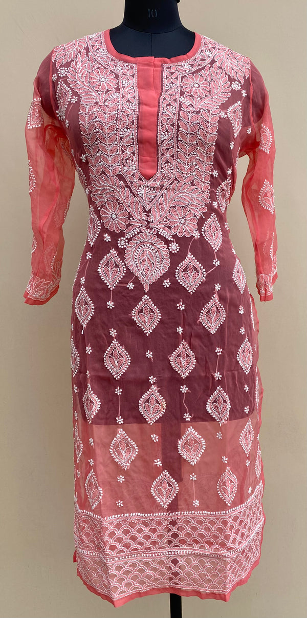 Lucknowi Chikankari Kurti Gajri Faux Georgette