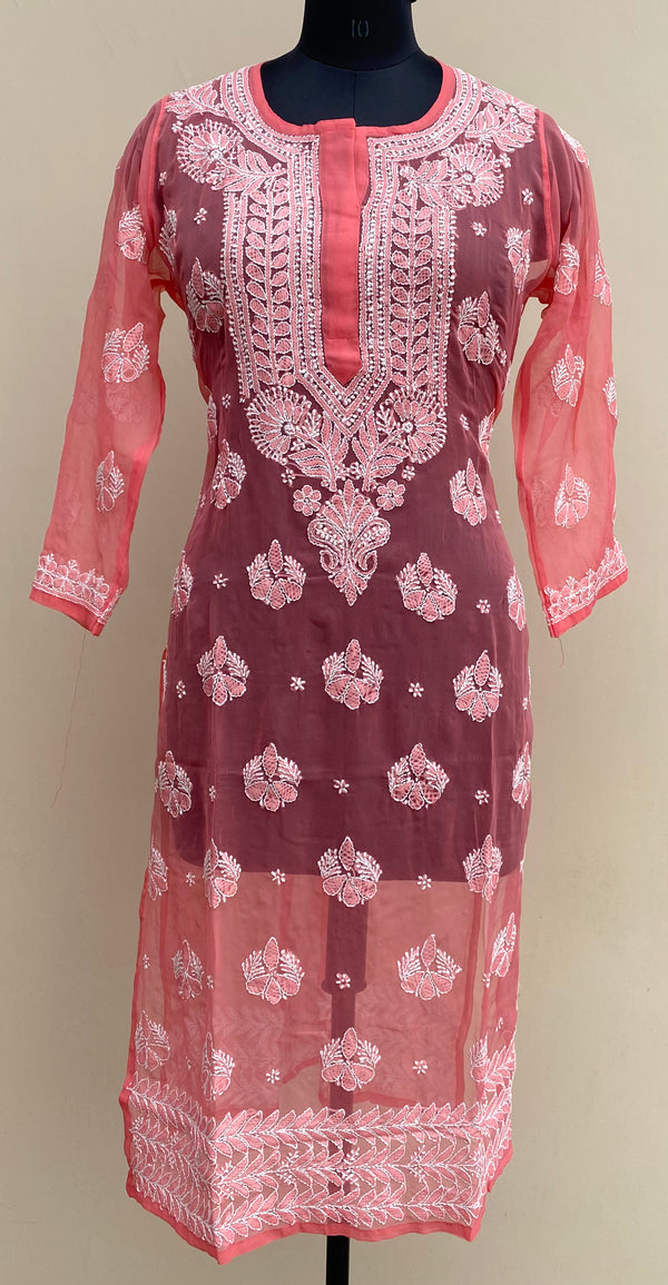 Lucknowi Chikankari Kurti Gajri Faux Georgette