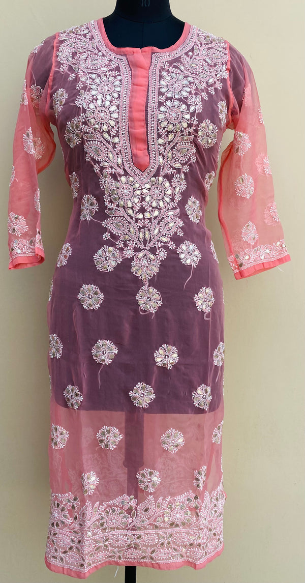 Lucknowi Chikankari Kurti Gajri Faux Georgette