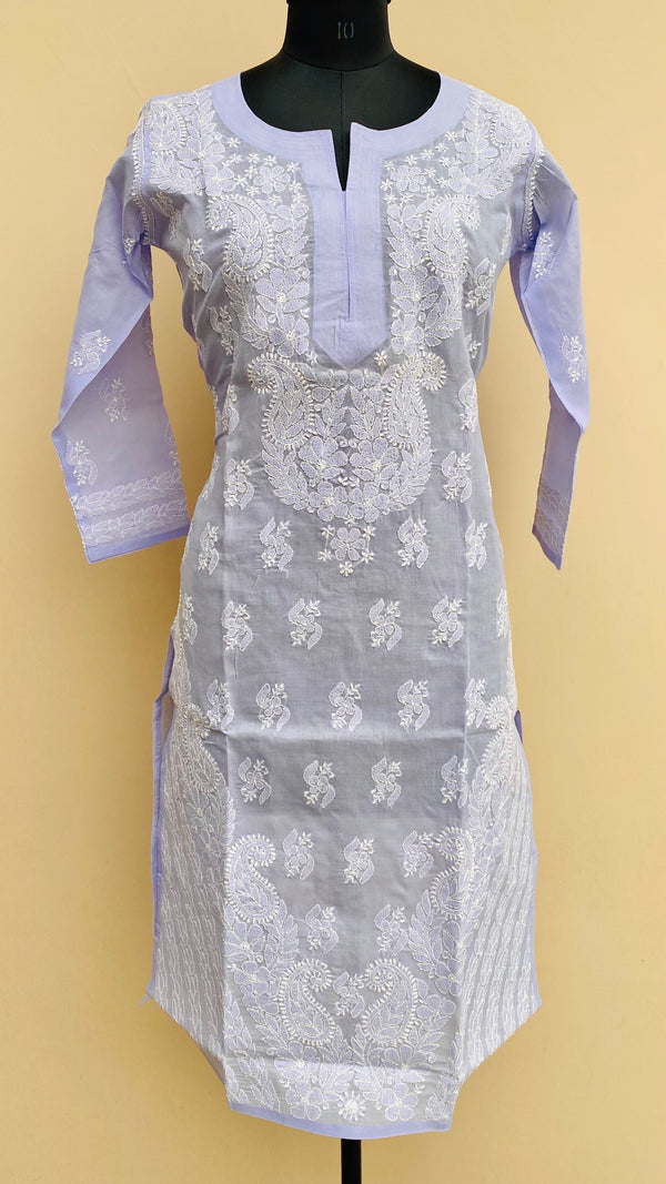 Lucknowi Chikankari Kurti Purple Cotton