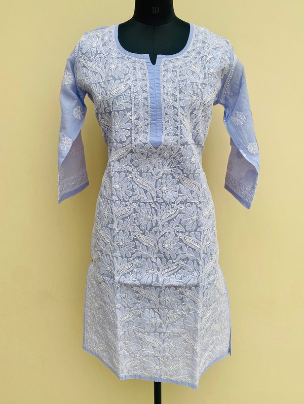 Lucknowi Chikankari Kurti Purple Cotton