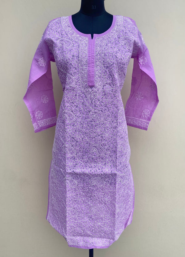 Lucknowi Chikankari Kurti Purple Cotton