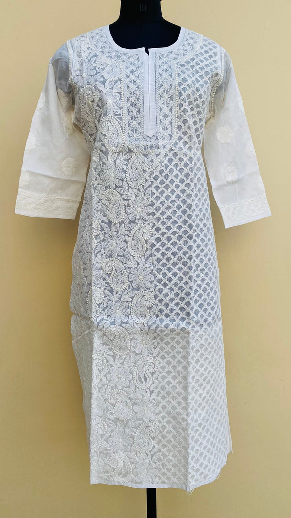 Lucknowi Chikankari Kurti White On White Cotton