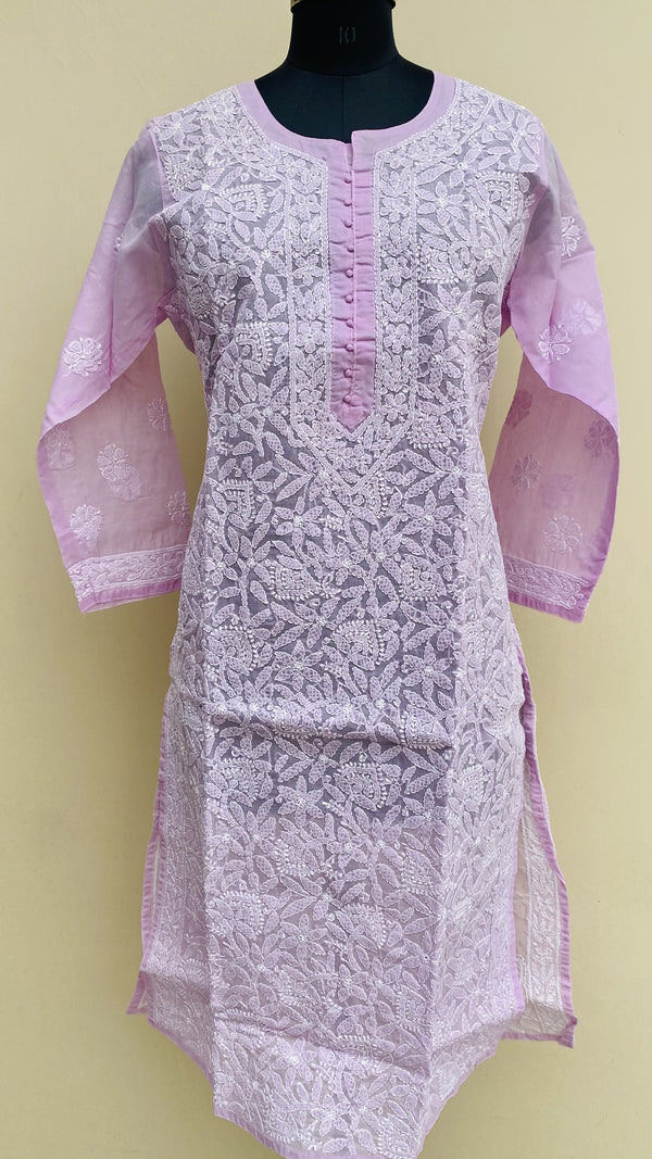 Lucknowi Chikankari Kurti Purple Cotton