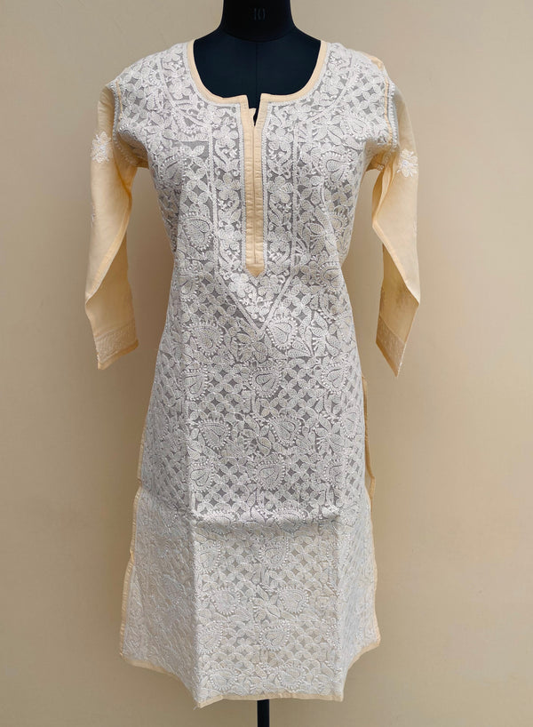 Lucknowi Chikankari Kurti Cream Cotton