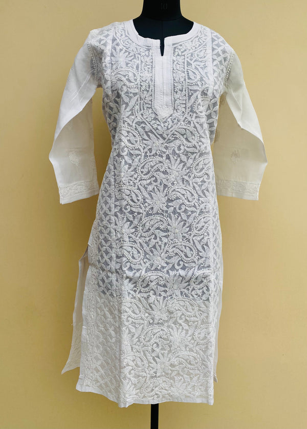 Lucknowi Chikankari Kurti White Cotton