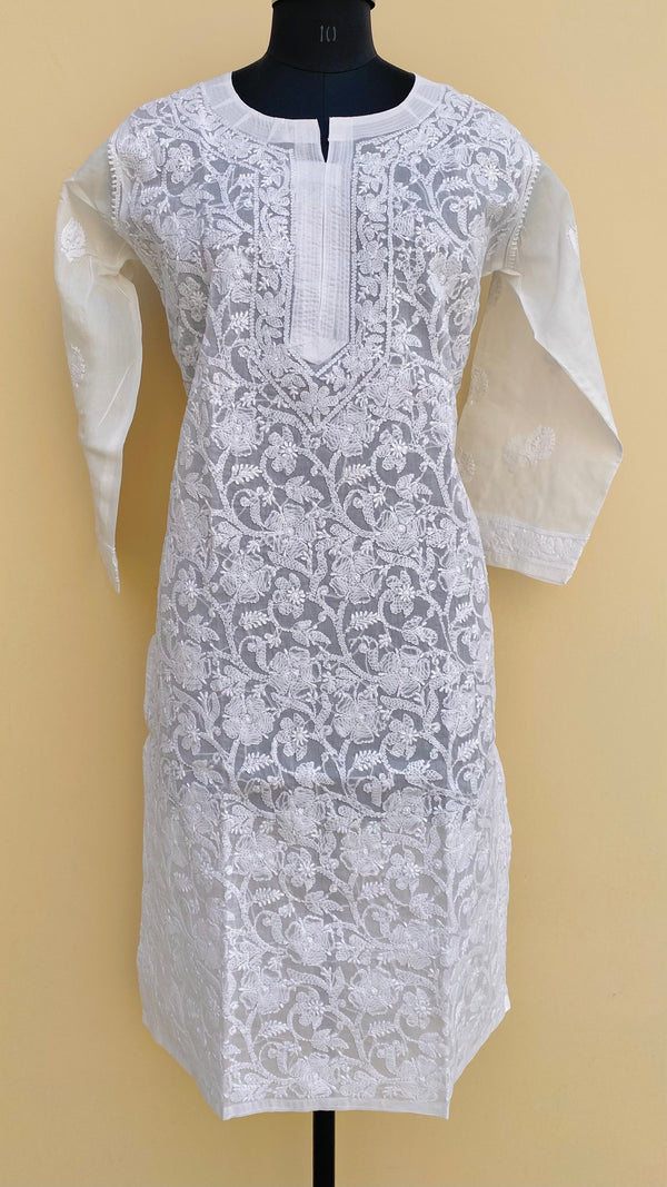 Lucknowi Chikankari Kurti White on White Cotton