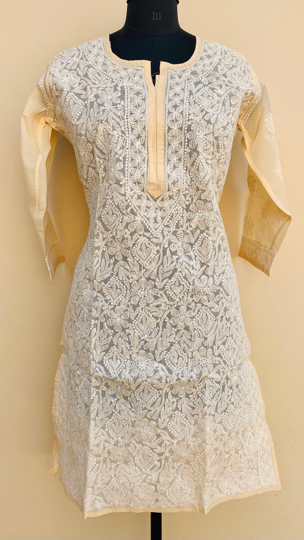 Lucknowi Chikankari Kurti Cream Cotton