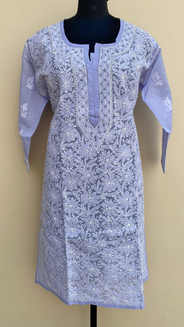 Lucknowi Chikankari Kurti Purple Cotton