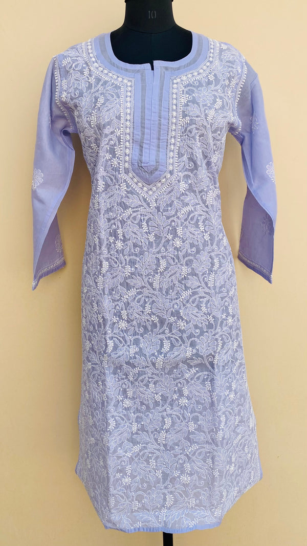 Lucknowi Chikankari Kurti Purple Cotton