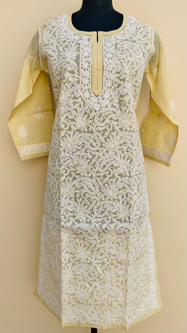 Lucknowi Chikankari Kurti Cream Cotton