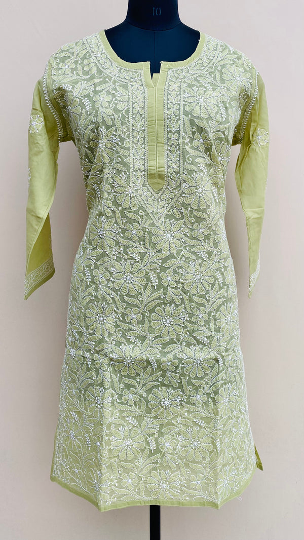 Lucknowi Chikankari Kurti Mehandi Cotton