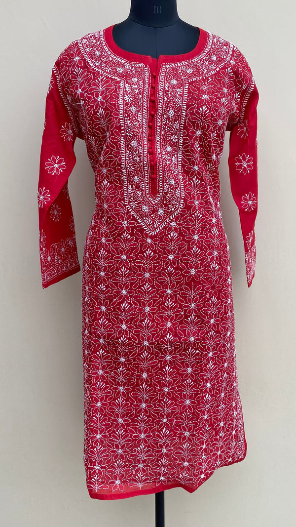 Lucknowi Chikankari Kurti Maroon Cotton