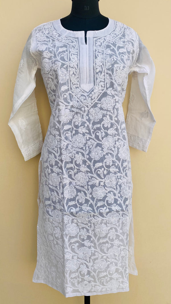 Lucknowi Chikankari Kurti White on White Cotton