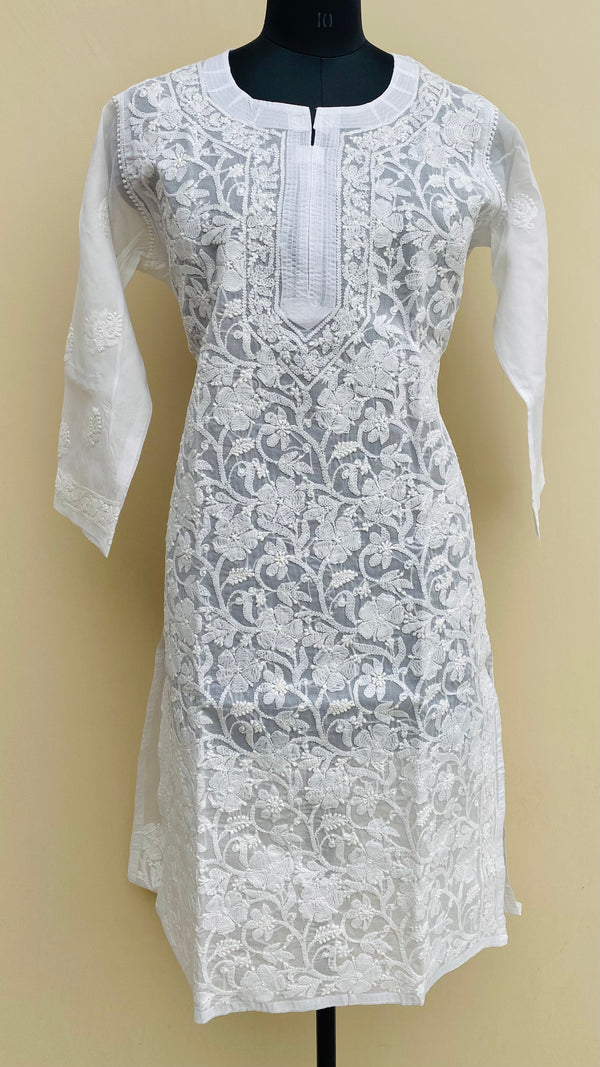 Lucknowi Chikankari Kurti White On White Cotton