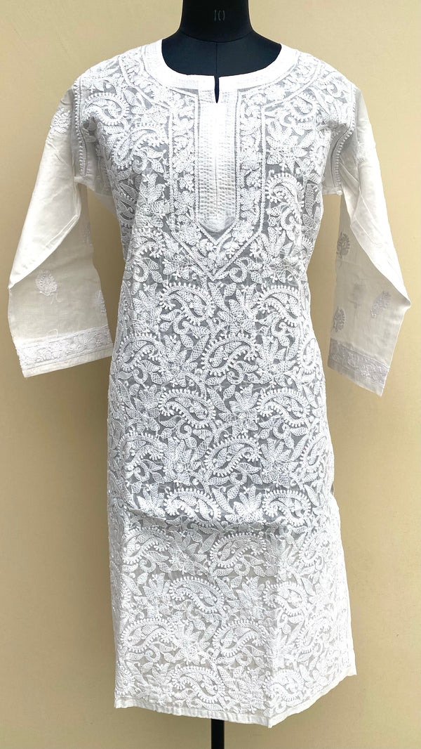 Lucknowi Chikankari Kurti White Cotton