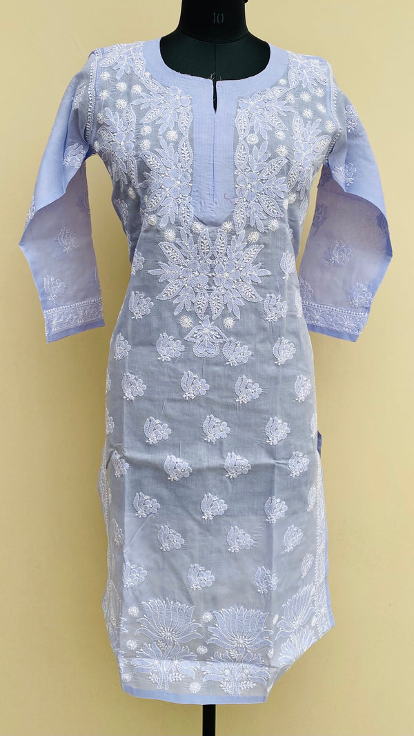 Lucknowi Chikankari Kurti Purple Cotton