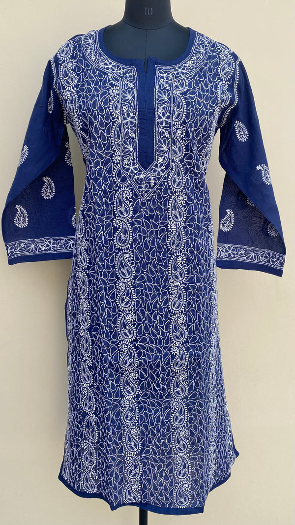 Lucknowi Chikankari Kurti Blue Cotton