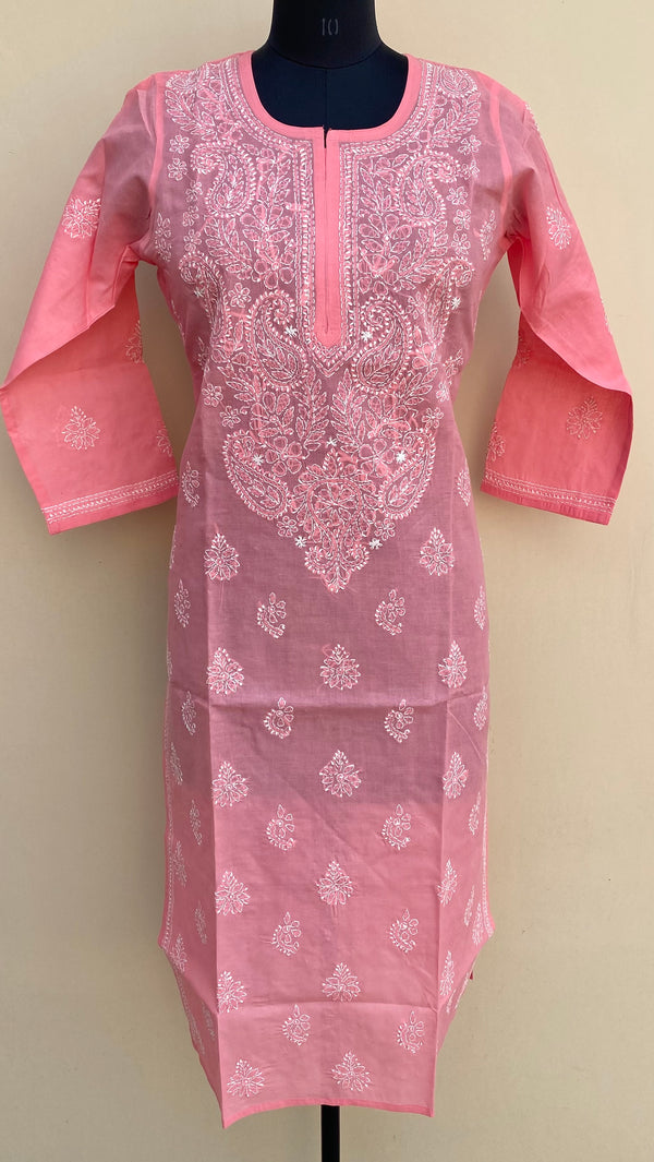 Lucknowi Chikankari Kurti Pink Cotton