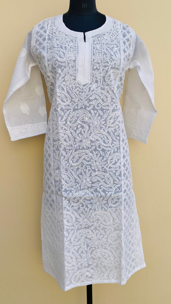 Lucknowi Chikankari Kurti White On White Cotton