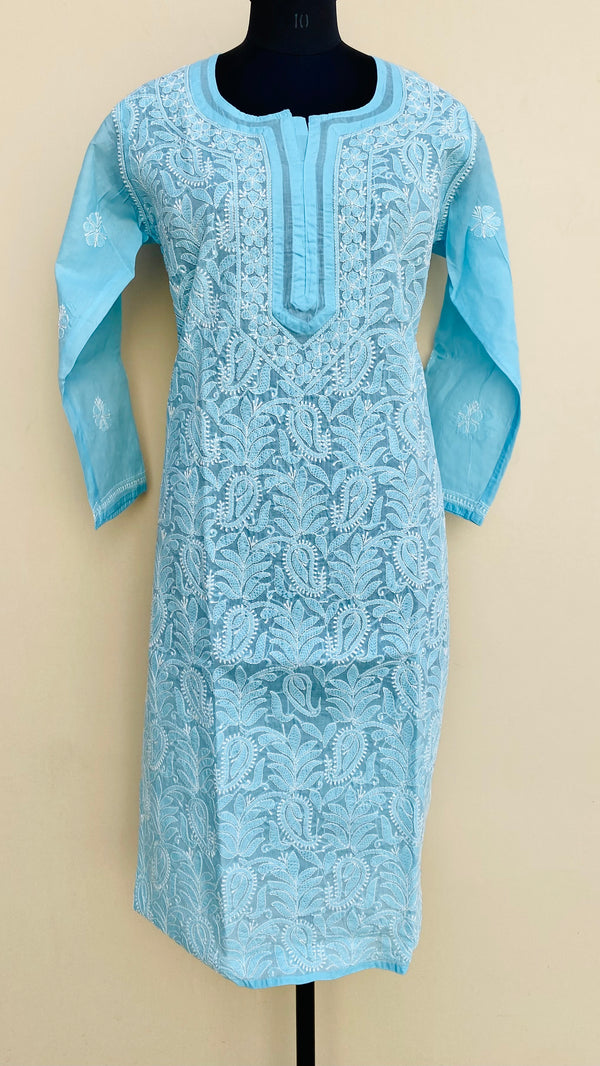 Lucknowi Chikankari Kurti Blue Cotton