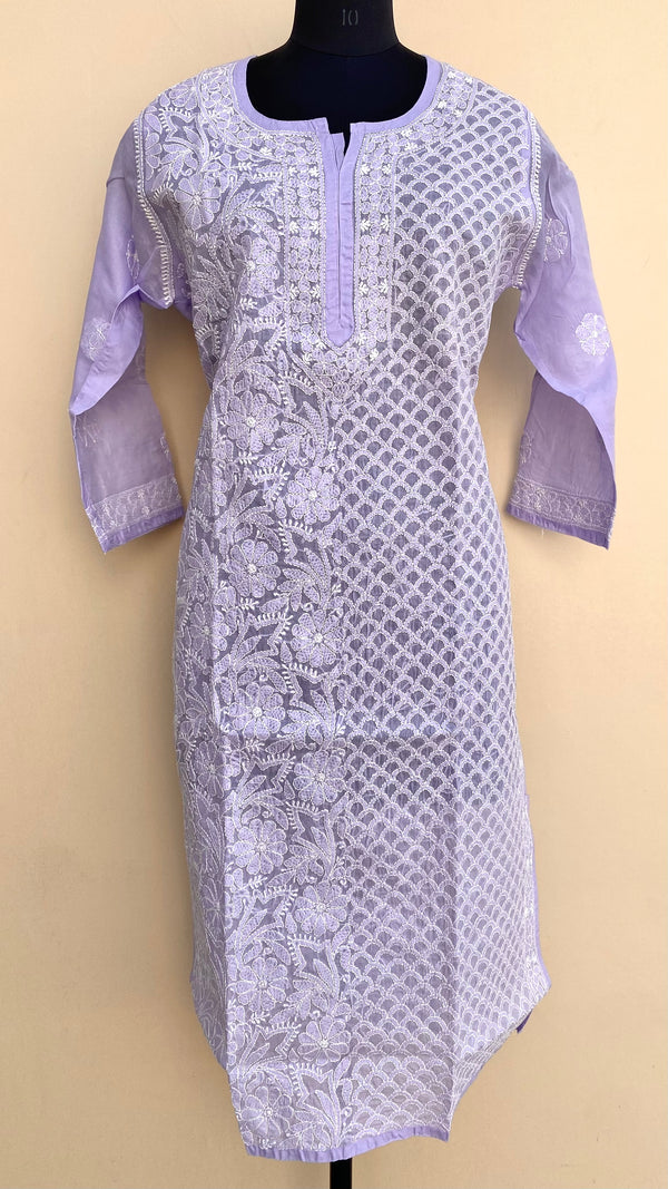 Lucknowi Chikankari Kurti Purple Cotton