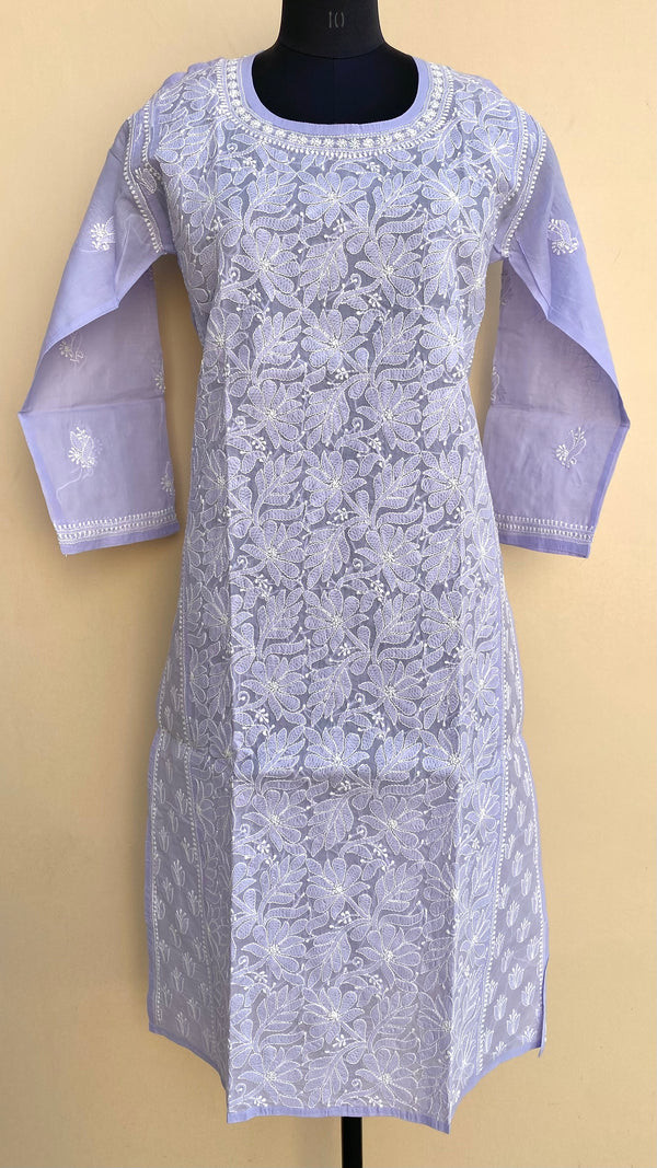 Lucknowi Chikankari Kurti Purple Cotton