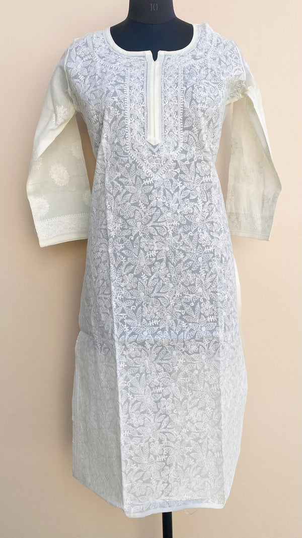 Lucknowi Chikankari Kurti Off White Cotton