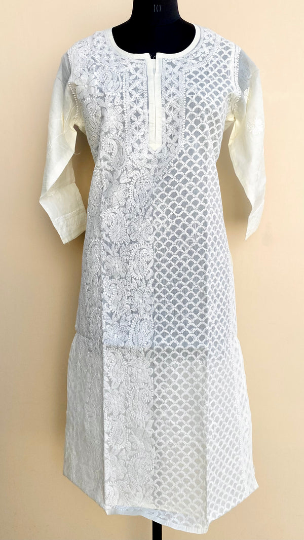 Lucknowi Chikankari Kurti Cream Cotton