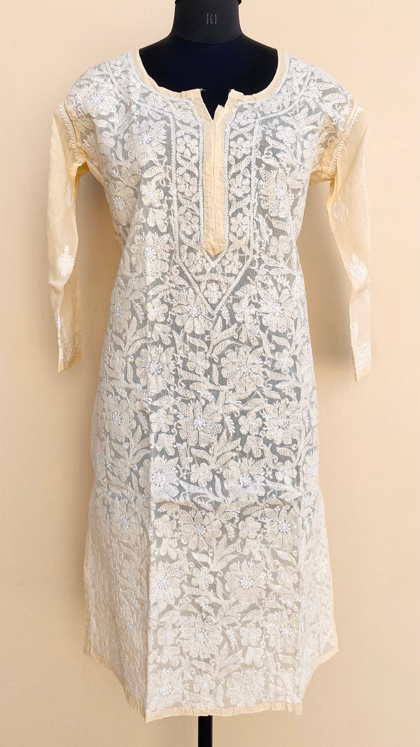 Lucknowi Chikankari Kurti Cream Cotton