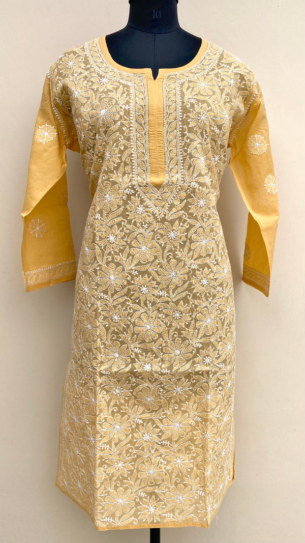 Lucknowi Chikankari Kurti Beige Cotton