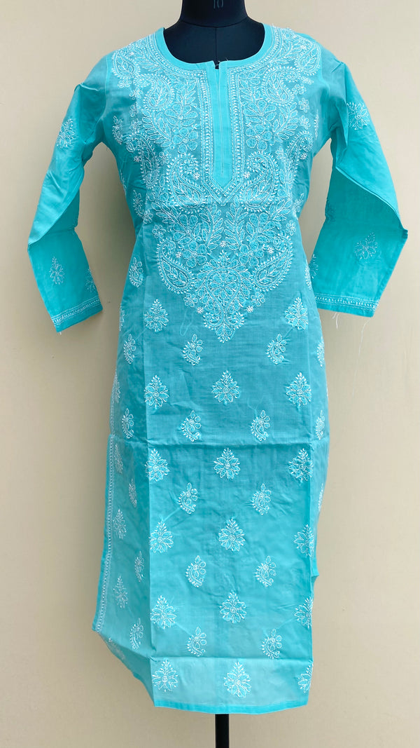 Lucknowi Chikankari Kurti Blue Cotton