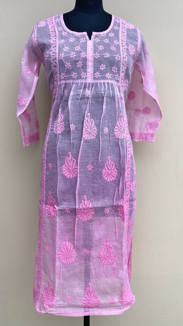 Lucknowi Chikankari Ombre Self Kurti Pink Kota