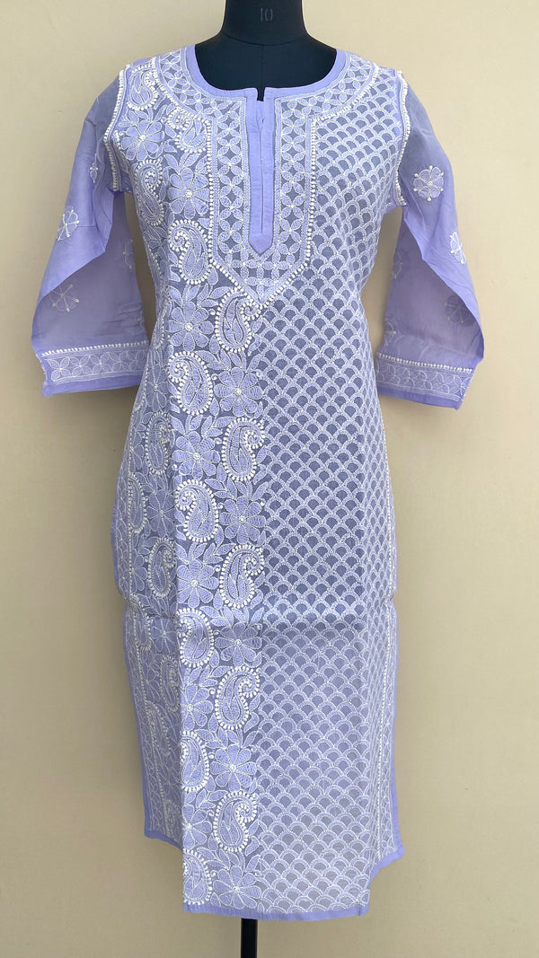 Lucknow Chikankari Kurti Purple Cotton