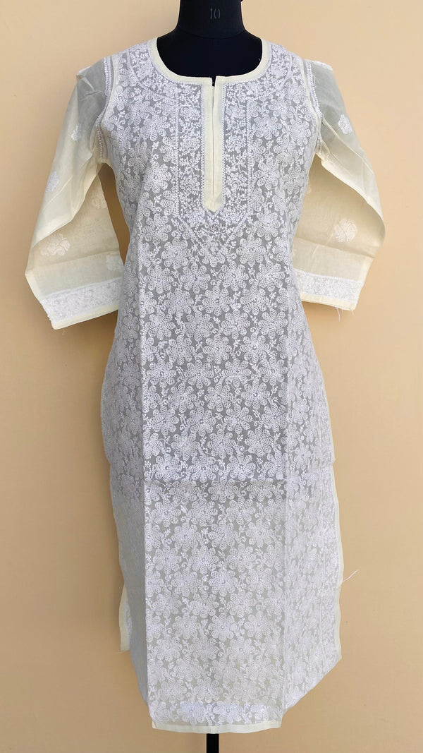 Lucknowi Chikankari Kurti Cream Cotton