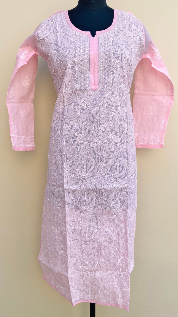 Lucknow Chikankari Kurti Pink Cotton