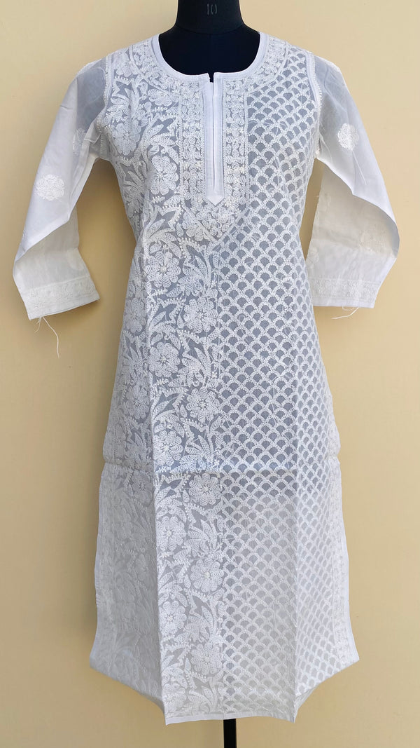 Lucknowi Chikankari Kurti White Cotton