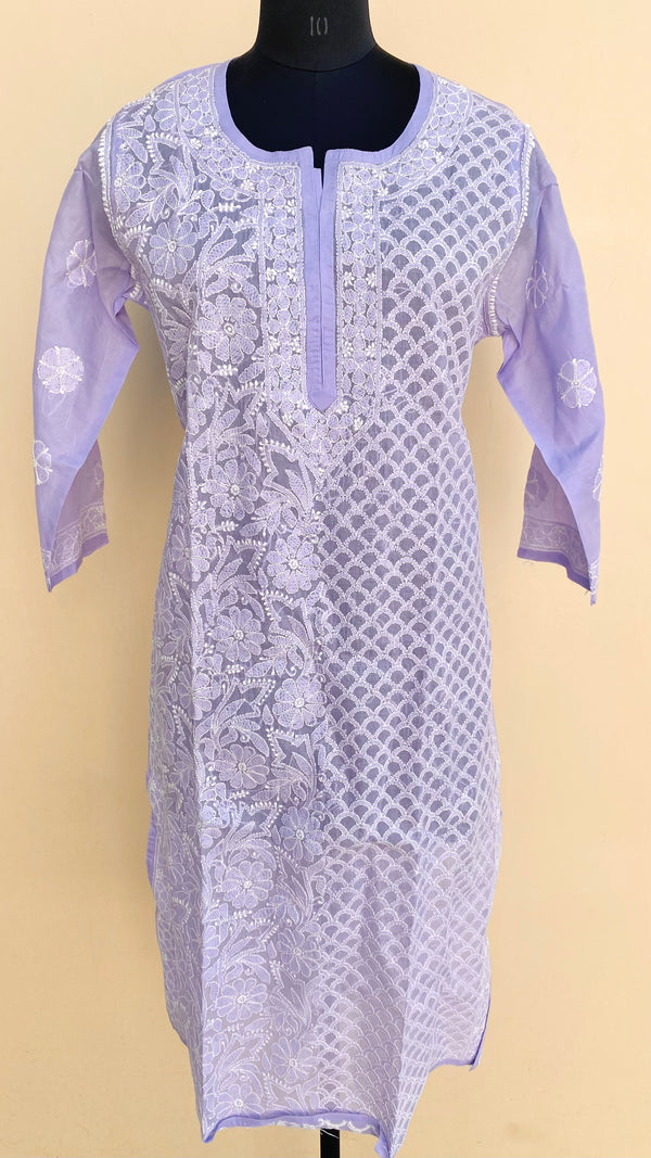 Lucknow Chikankari Kurti Purple Cotton