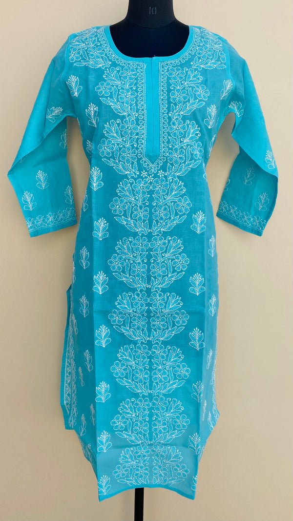 Lucknowi Chikankari Kurti Blue Cotton