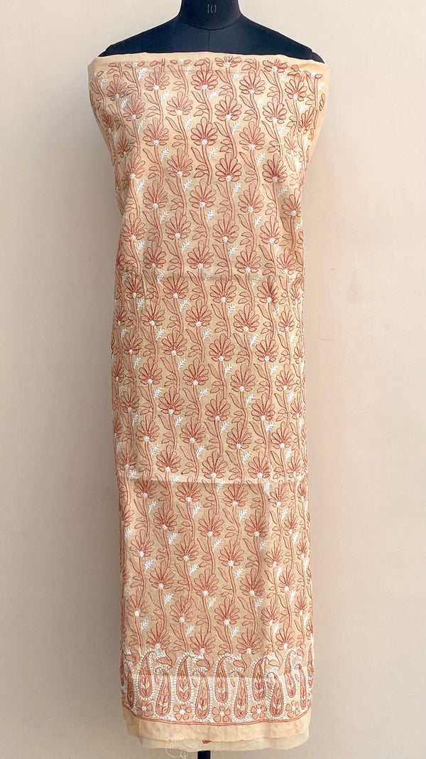 Lucknowi Chikankari Kurta Length Beige Cotton