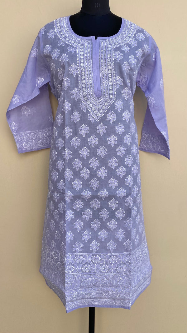 Lucknowi Chikankari Kurti Purple Cotton