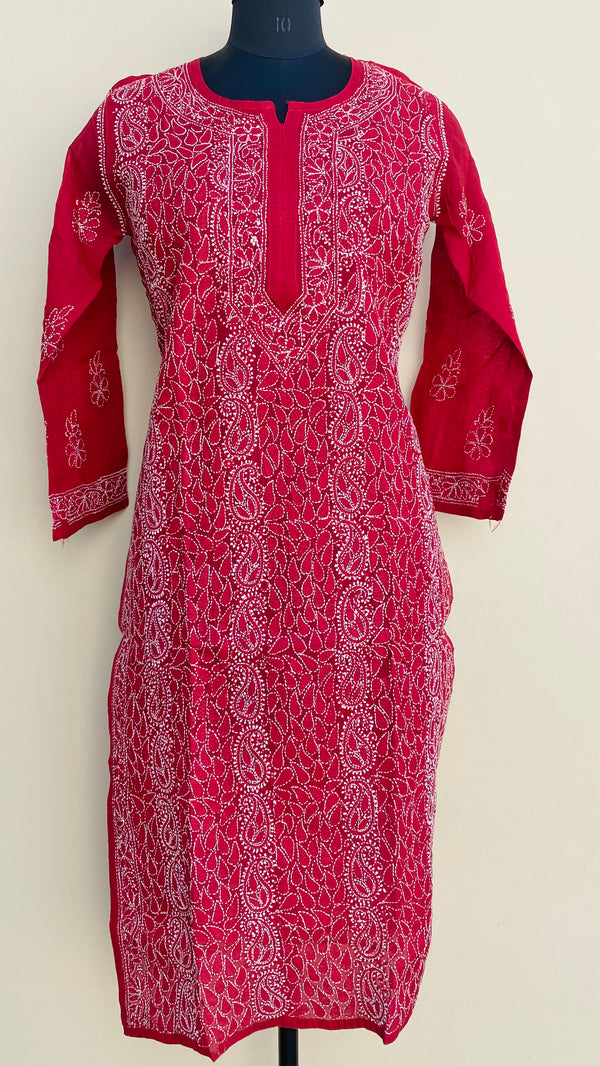 Lucknowi Chikankari Kurti Maroon Cotton