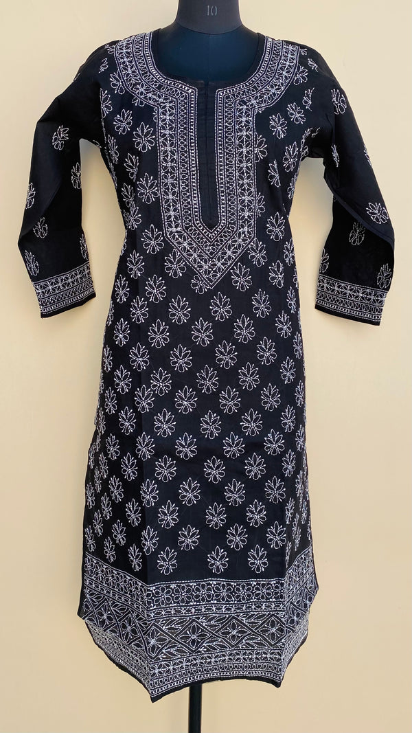 Lucknowi Chikankari Kurti Black Cotton