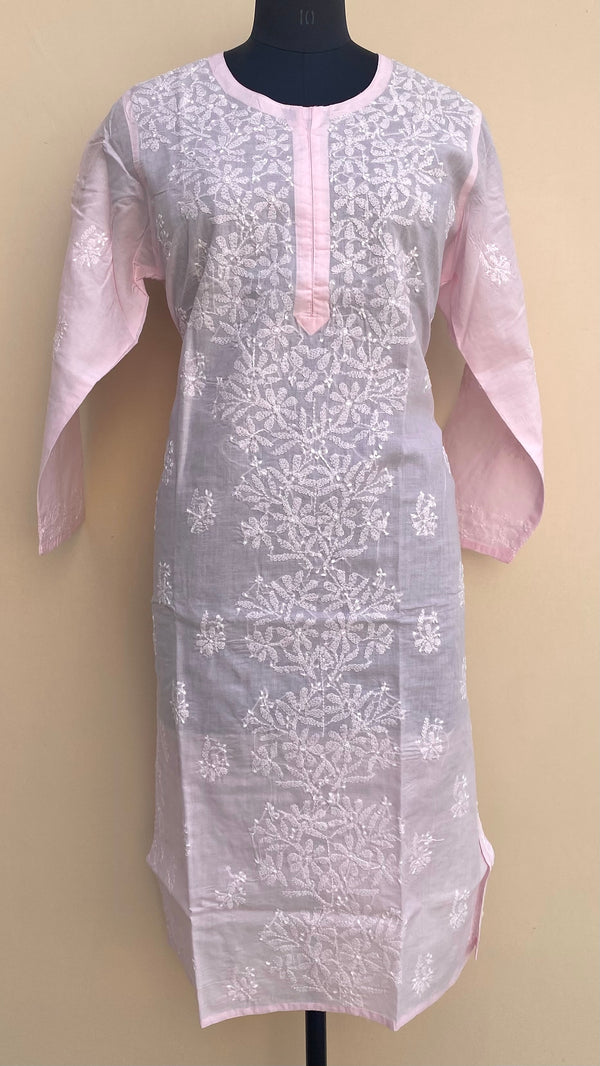 Lucknowi Chikankari Kurti Pink Cotton