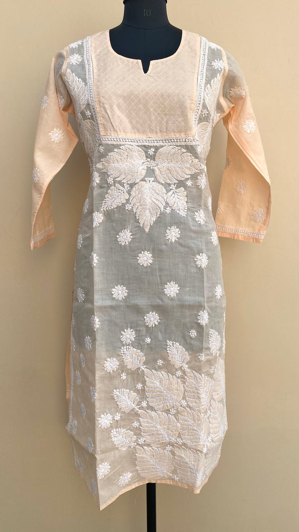 Lucknowi Chikankari Kurti Peach Cotton