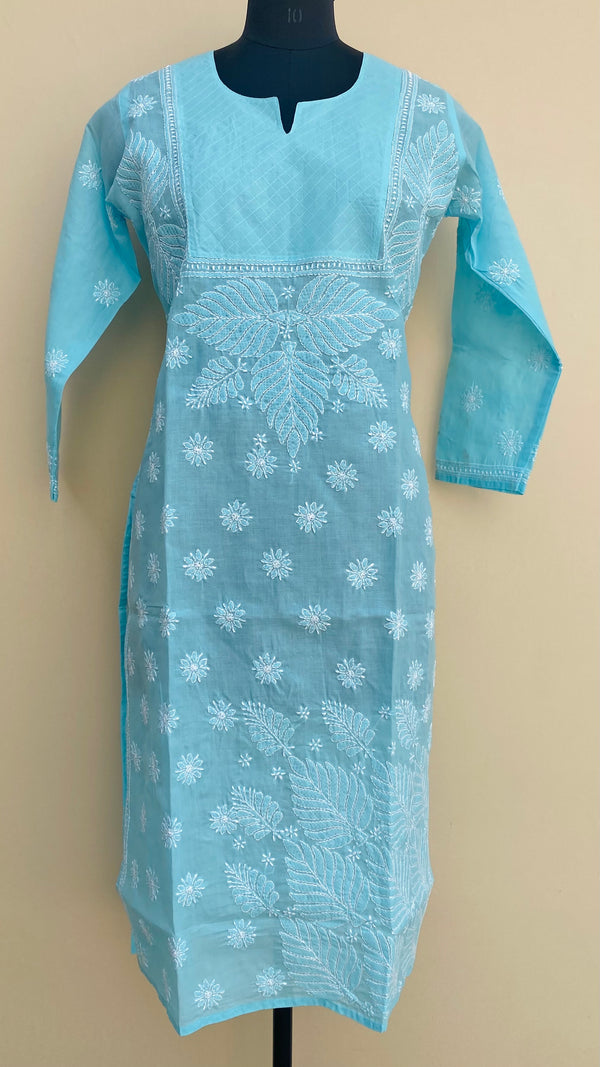 Lucknowi Chikankari Kurti Blue Cotton